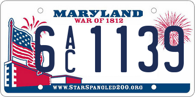MD license plate 6AC1139
