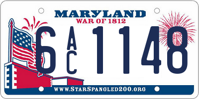 MD license plate 6AC1148
