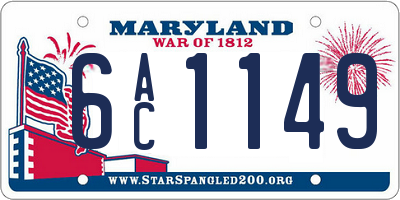 MD license plate 6AC1149
