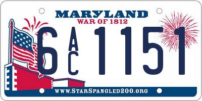 MD license plate 6AC1151