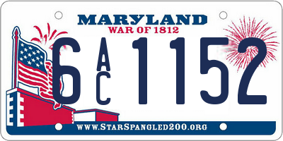 MD license plate 6AC1152