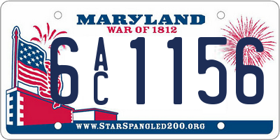 MD license plate 6AC1156