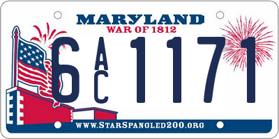 MD license plate 6AC1171