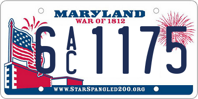 MD license plate 6AC1175