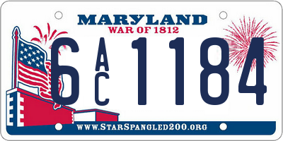MD license plate 6AC1184