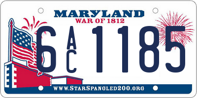 MD license plate 6AC1185