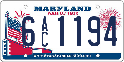 MD license plate 6AC1194