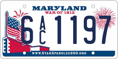 MD license plate 6AC1197