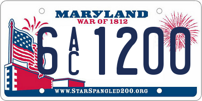 MD license plate 6AC1200