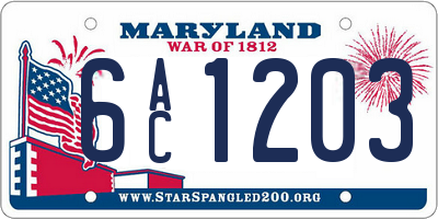 MD license plate 6AC1203
