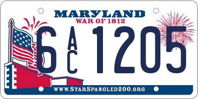 MD license plate 6AC1205