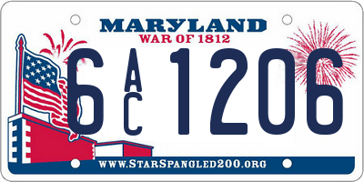 MD license plate 6AC1206