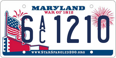 MD license plate 6AC1210