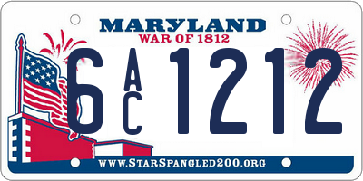 MD license plate 6AC1212