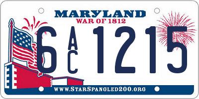 MD license plate 6AC1215