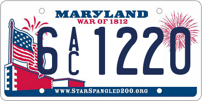 MD license plate 6AC1220