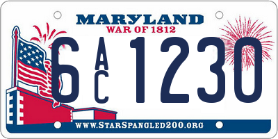 MD license plate 6AC1230