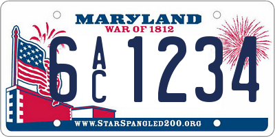 MD license plate 6AC1234