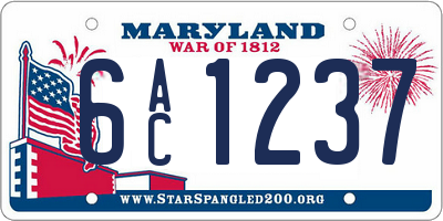 MD license plate 6AC1237