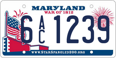 MD license plate 6AC1239