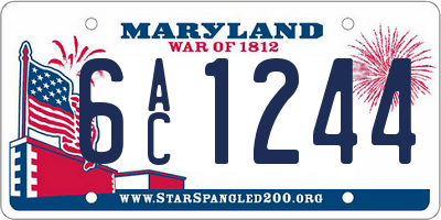 MD license plate 6AC1244