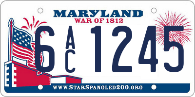 MD license plate 6AC1245