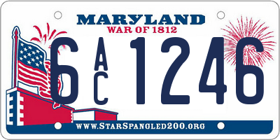 MD license plate 6AC1246