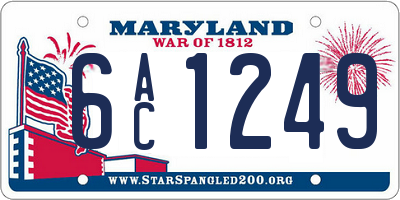 MD license plate 6AC1249