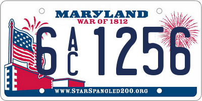 MD license plate 6AC1256