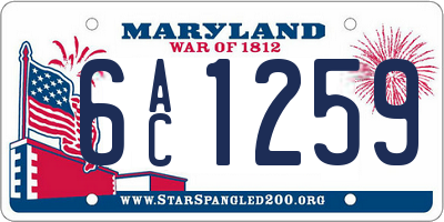 MD license plate 6AC1259