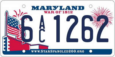 MD license plate 6AC1262