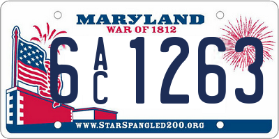 MD license plate 6AC1263