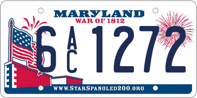 MD license plate 6AC1272