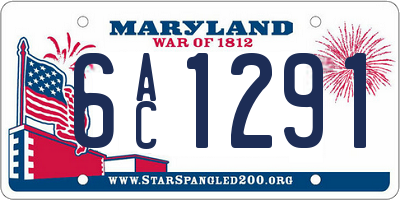 MD license plate 6AC1291