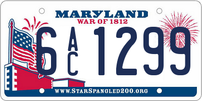 MD license plate 6AC1299