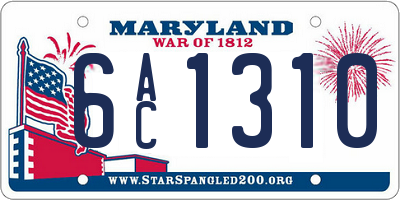 MD license plate 6AC1310