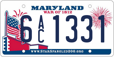 MD license plate 6AC1331