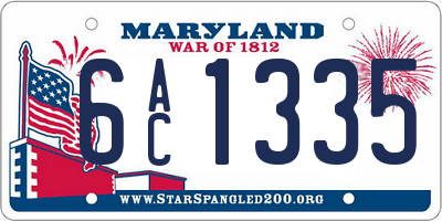 MD license plate 6AC1335
