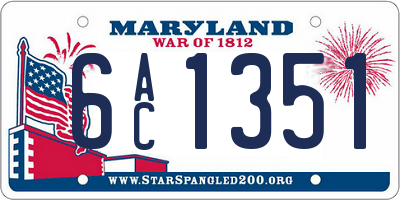 MD license plate 6AC1351