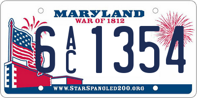 MD license plate 6AC1354