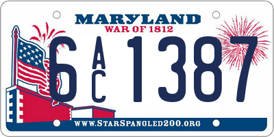 MD license plate 6AC1387