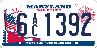 MD license plate 6AC1392
