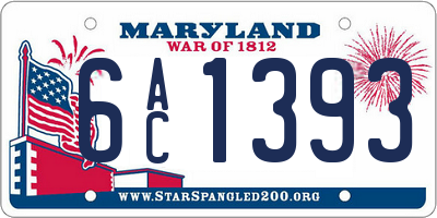 MD license plate 6AC1393