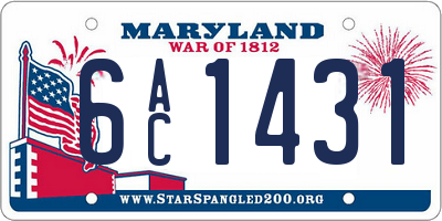 MD license plate 6AC1431