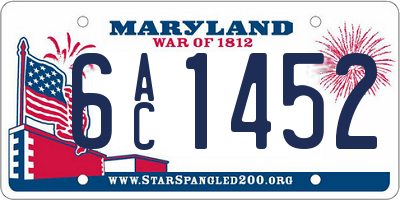 MD license plate 6AC1452