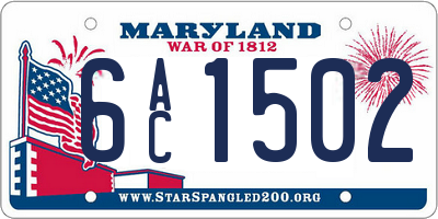 MD license plate 6AC1502