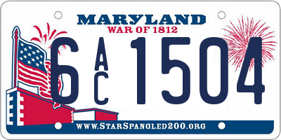 MD license plate 6AC1504