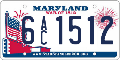 MD license plate 6AC1512