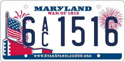 MD license plate 6AC1516
