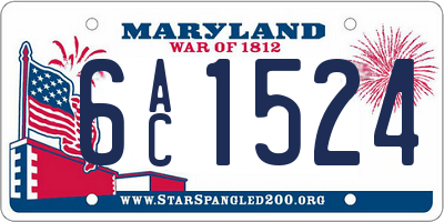 MD license plate 6AC1524